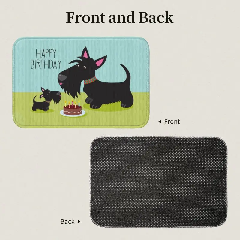 Custom Happy Birthday Scottie Dog Front Door Mat Anti-Slip  Welcome Waterproof  Scottish Terrier Doormat  Rug Carpet Footpad