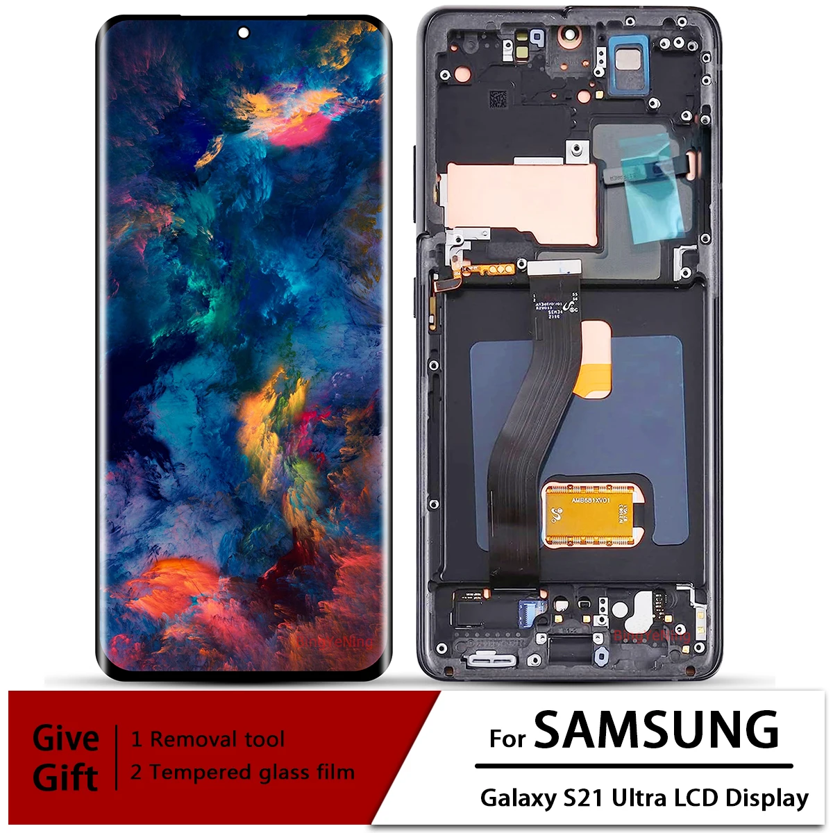 

For Samsung Galaxy S21 Ultra 5G Lcd G998 G998F G998U G998B AMOLED Display Touch Screen Digitizer Assembly With Frame