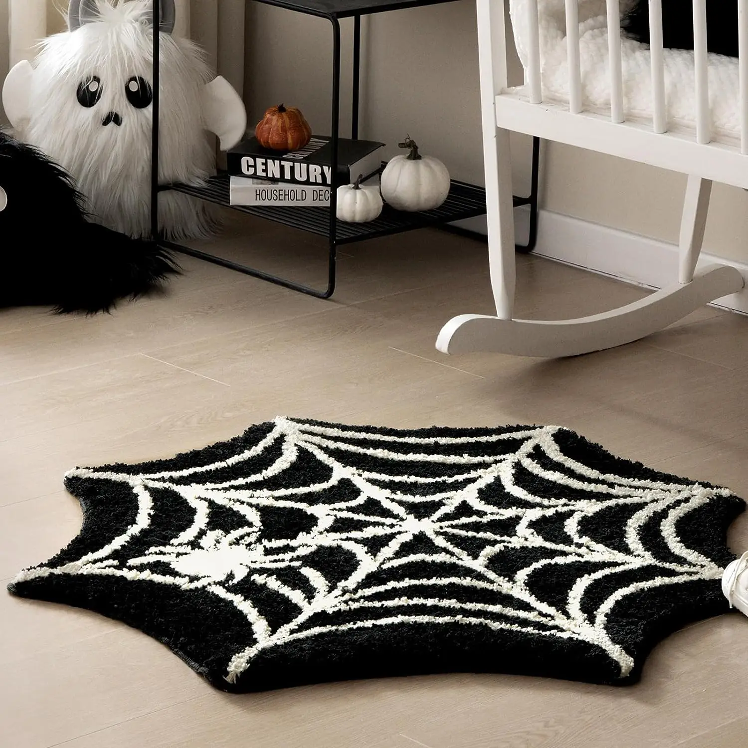 custom area rugs Black and white Halloween decorations Spider rug luxury fluffy carpet super anti slip absorbent bath mat