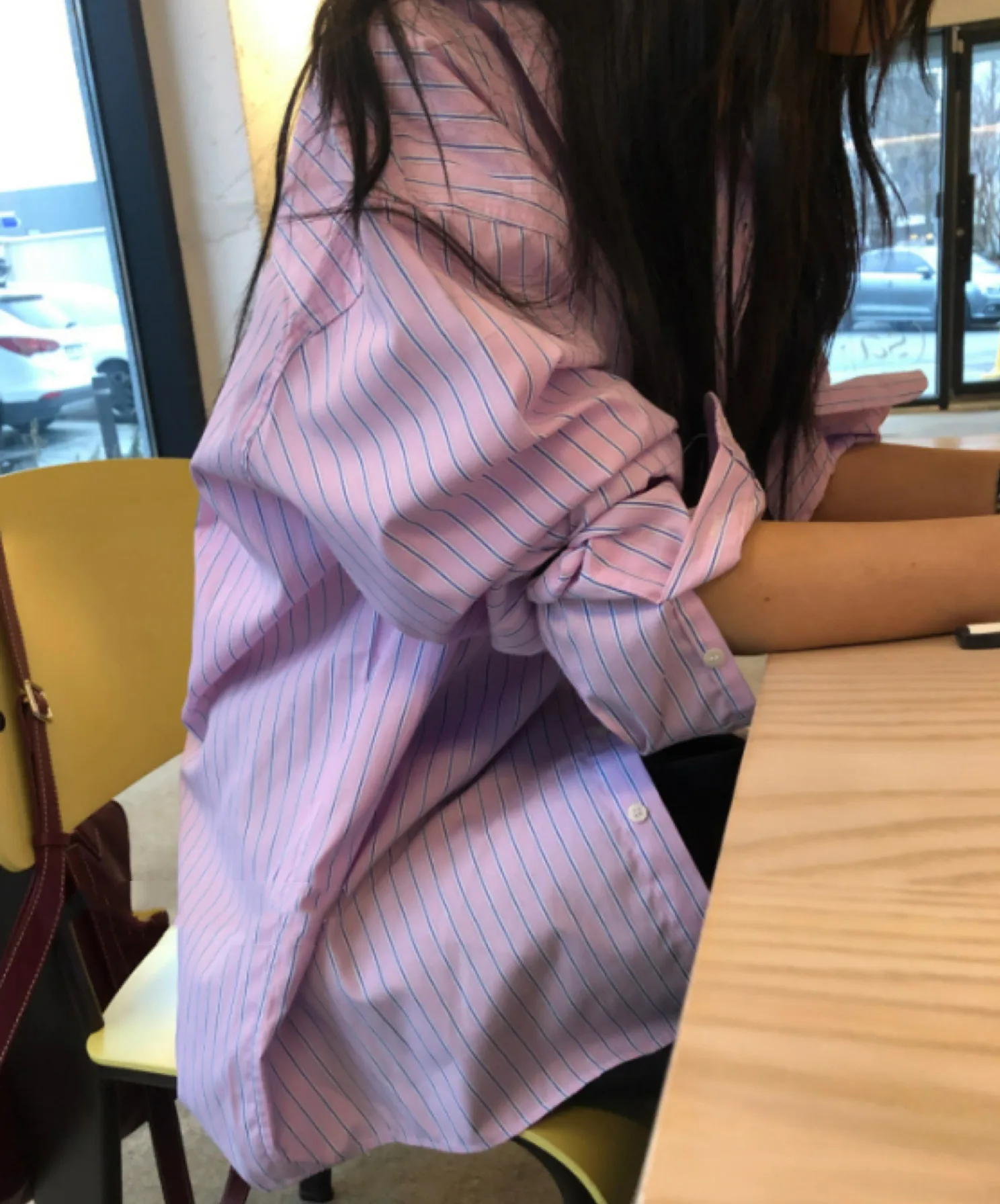Street Sle Loose Fit Long Sve irt Exclusive pe Personali Vertical Stripes Umlegekragen Haome Boyfriend irt