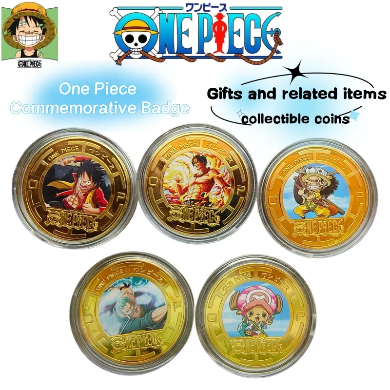Médaille commémorative créative de la série animée One Piece, figurine de dessin animé, pièce de monnaie de collection peinte, pièce de monnaie jouet, cadeau