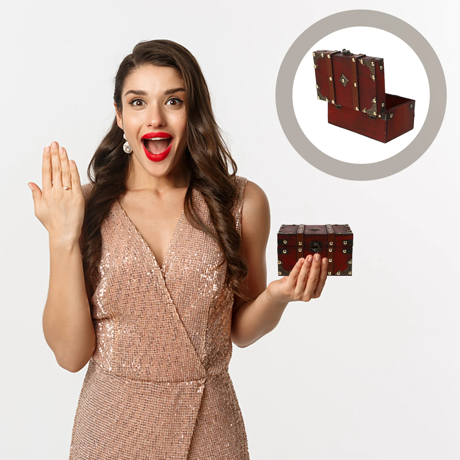 

Retro Wooden Square Storage Box Desktop Organizer Delicate Jewelry Case Essential Oil Holder Vintage Wood Storage Box for Home