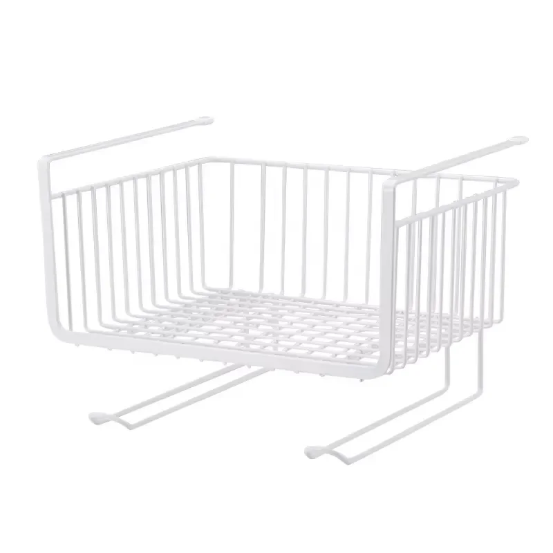 High Quality Under Shelf Cabinet Hanging Basket Organizer with Hooks Storage Rack for Kitchen Bathroom Closet Space Saving