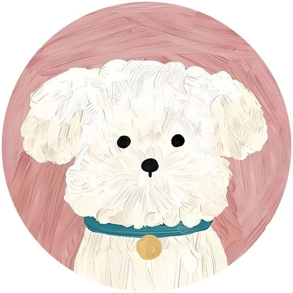 4/6pcs Puppy Designs Round Wooden Drink Coaster Waterproof Non-Slip Cat Coaster Heat-Resistant Dog Coffee Cup Mat For Dining