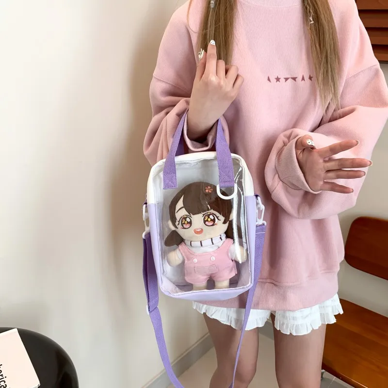 

Girls New Cute 20cm Doll Bag Y2K Versatile Transparent Pocket Shoulder Crossbody Bags Simple Basic Ita Bag Student Handbag Purse