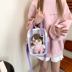 Girls New Cute 20cm Doll Bag Y2K Versatile Transparent Pocket Shoulder Crossbody Bags Simple Basic Ita Bag Student Handbag Purse