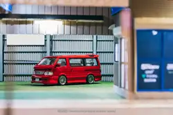 Tarmac Works 1:64 Hiace Wagon Custom Red  Diecast Model Car