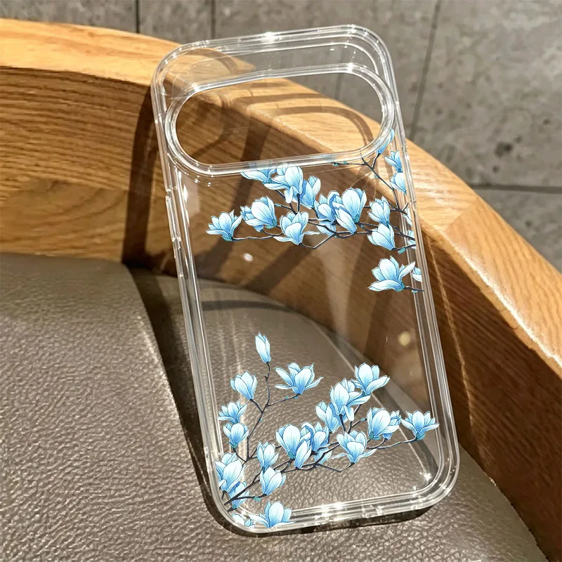 Розово-белый чехол для телефона с принтом цветов магнолии для Google Pixel 11 Pro 9 10 Pro XL 8 6 7 8A 7A 5G, прозрачный мягкий чехол из ТПУ с узором цветов сливы.