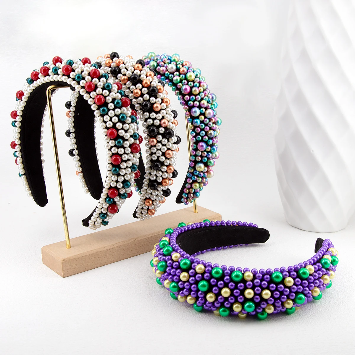 4cm Fashion Baroque Sponge Full Pearl Headband Hair Accessories Female Wide Headband Hair Hoop Headwear
