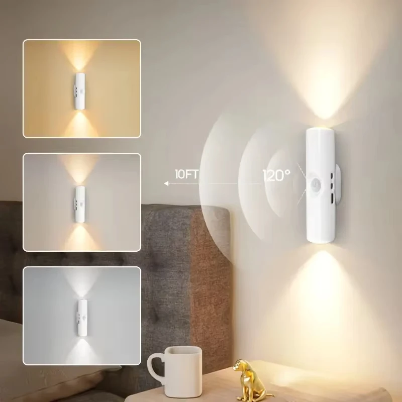 4/2pcs Cat Eye Motion Sensor LED Wall Lamp USB Charging Night Light for Living Room Bedroom Wall-Mounted Lighting for Closet