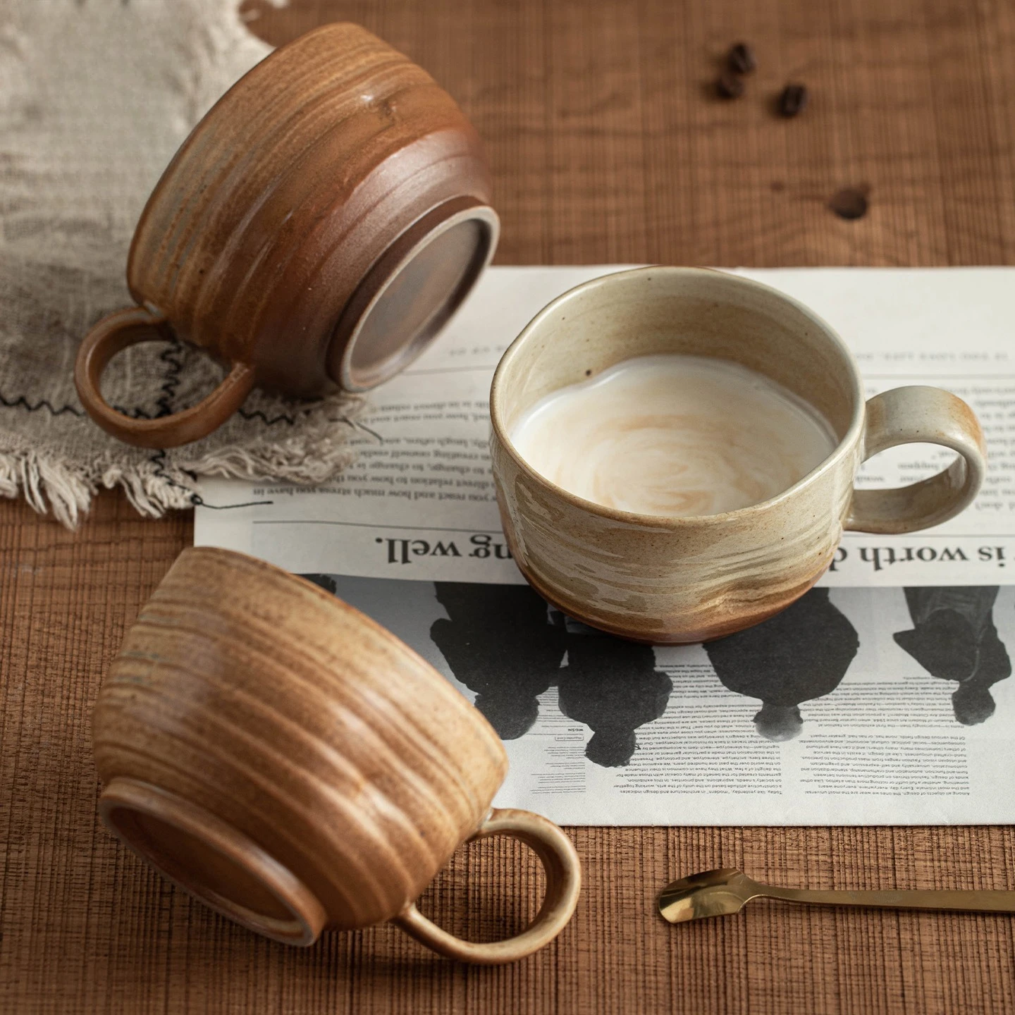 Retro Wabi-Sabi Ceramic Coffee Mug Premium Latte Art Cup With Handle Milk Water Cup For Home Daily Drinking Use