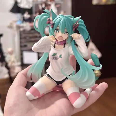 2026 ** 12cm Anime Hatsune Miku Action Figure with Cat Ear Long Sleeve Clothes PVC Model Toy for Children Gift Collectible