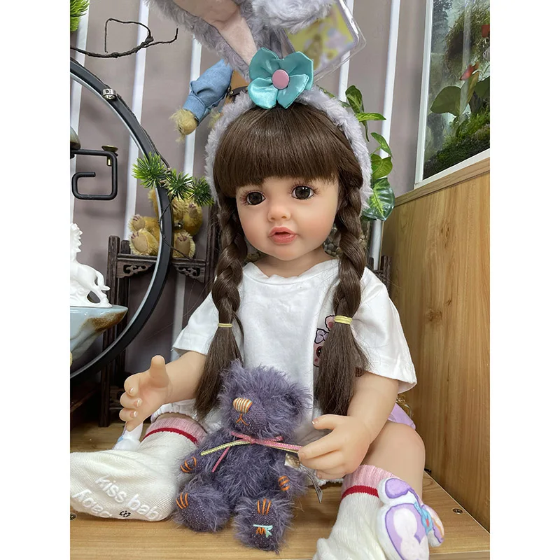 55CM 전신 비닐 프린세스 베티 리본 유아 인형 다층 페인팅 피부와 눈에 띄는 정맥 신생아 여아 인형