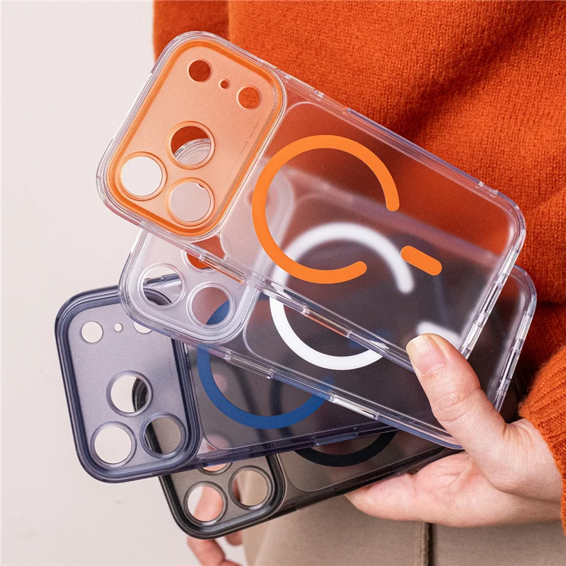 Matte Frosted Clear Magnetic Phone Case For iPhone 17 17 Pro 17 Pro Max All-Inclusive Anti-Drop Protective Cover Strong Magnet