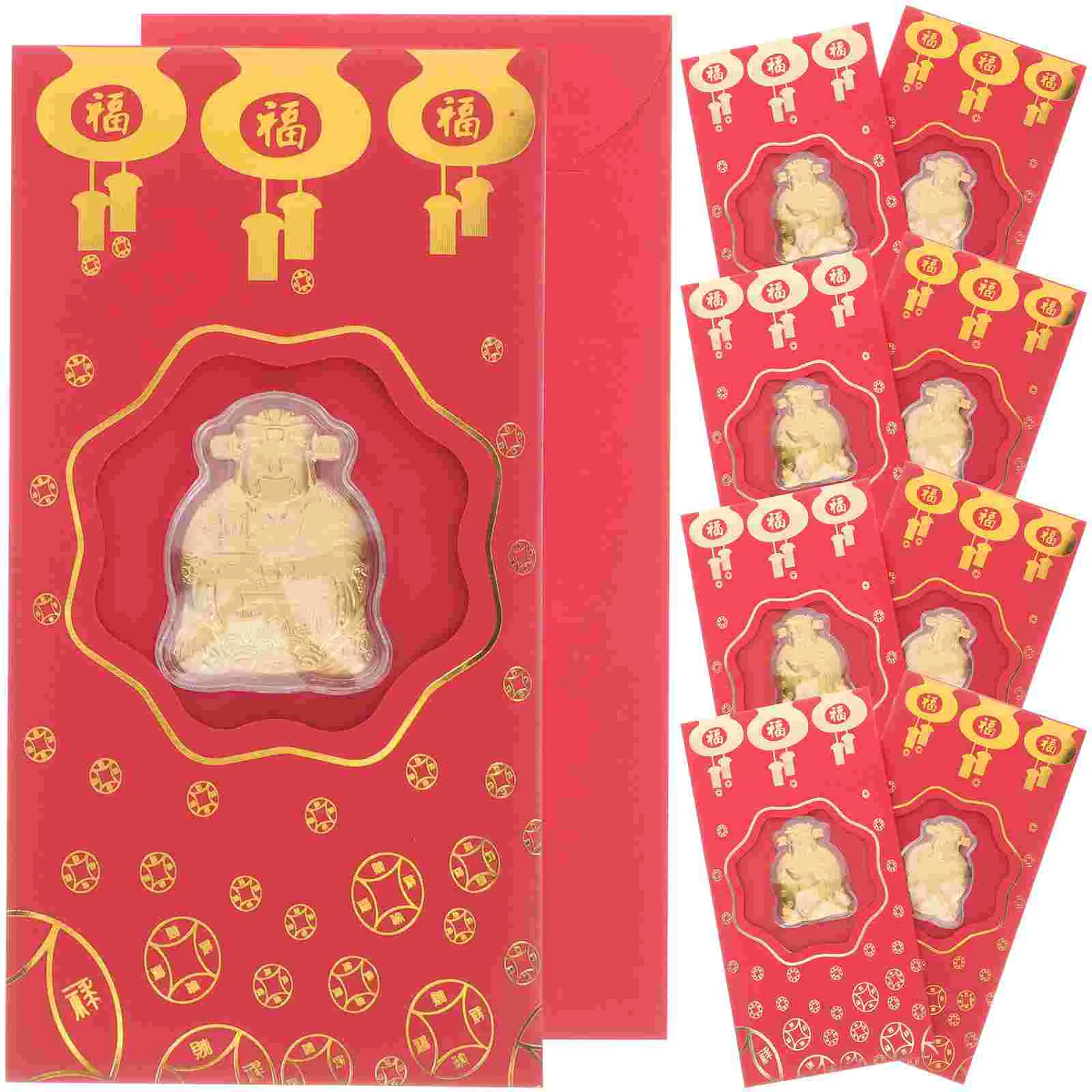 

10 Pcs God of Wealth Red Envelope Chinese Envelopes Traditional Portable Money Rabbit Year Festive New Gift