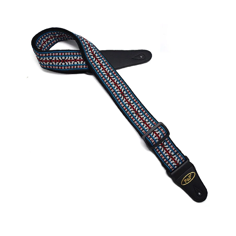 Acoustic Electric Guitar Strap Embroidery Ethnic Style National Wind Adjustable Leather Ends Musical Accessories Straps