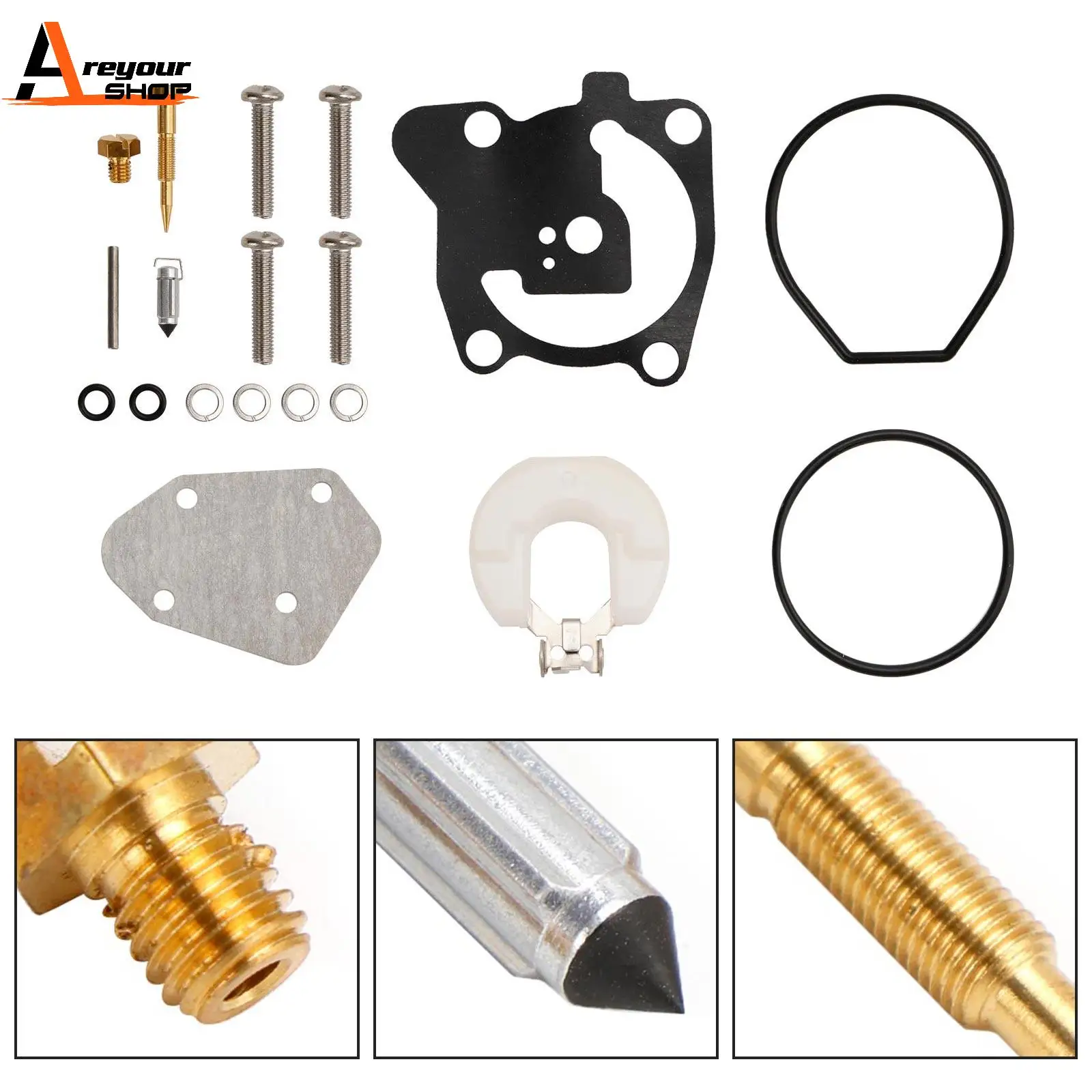 Areyourshop Carburetor Carb Rebuild Kit fit for Yamaha 2 Stroke 40HP E40X Outboard Motor