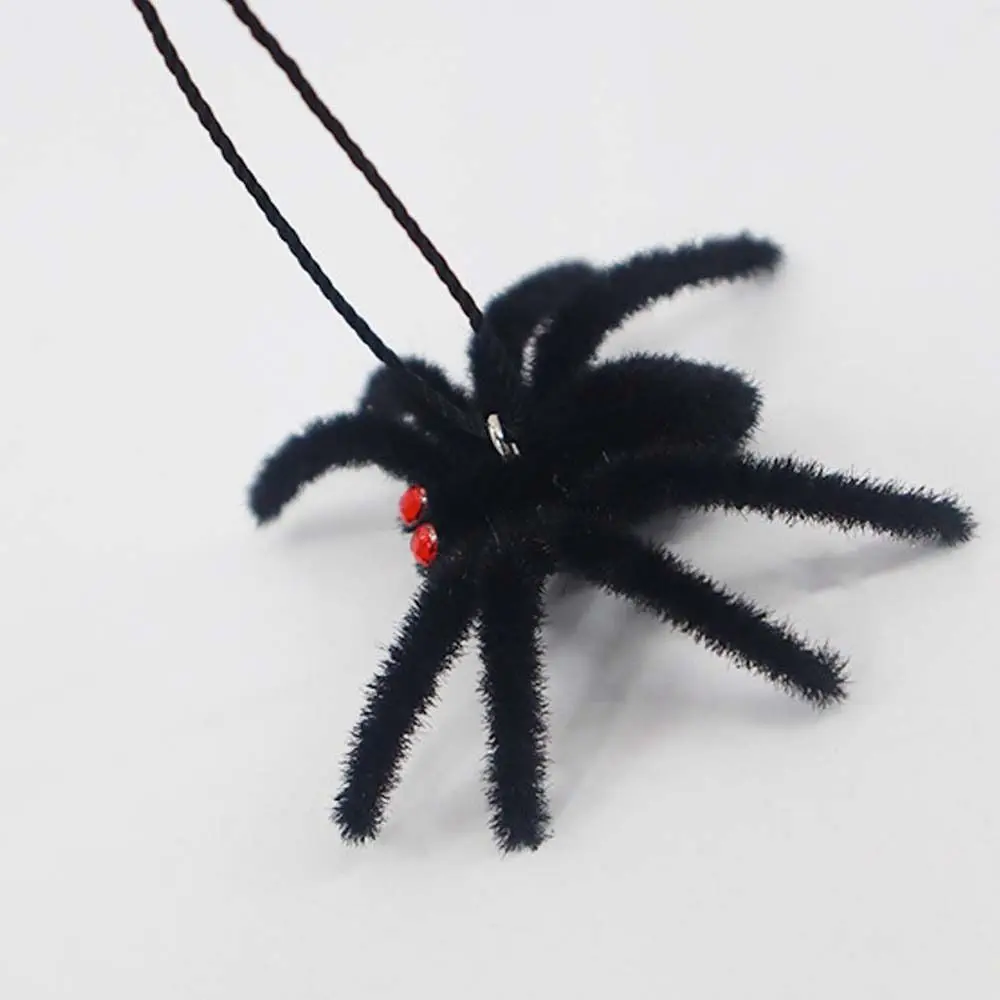 Funny Halloween Spider Pendants Fake Realistic Flocking Black Spider 3D Cartoon Artificial Spider Bar Party Decoration