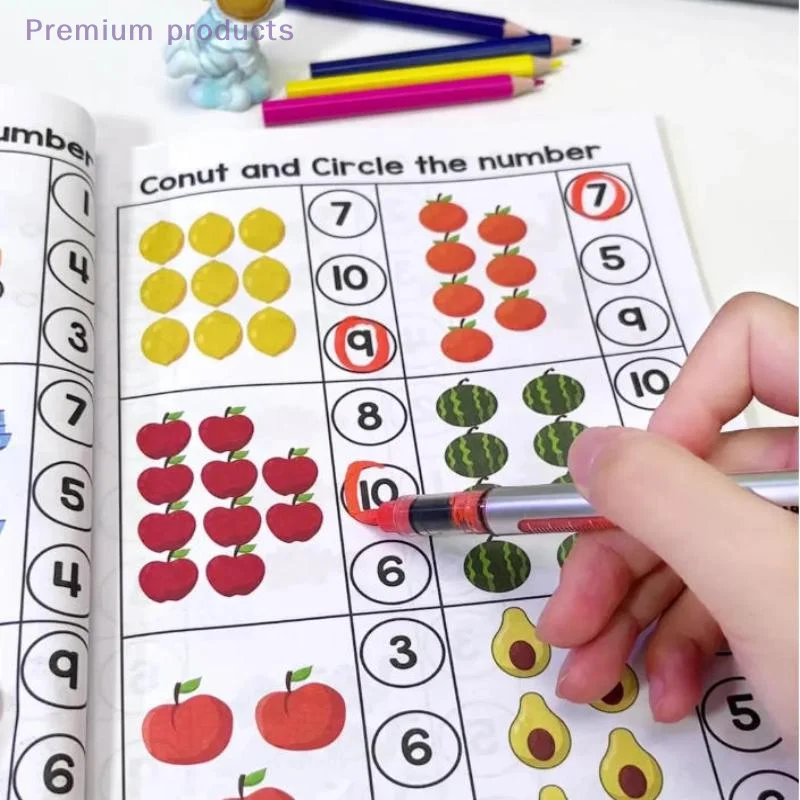 

64-страничная интерактивная тетрадь по математике, забавная тетрадь по математике для дошкольников, заполненная с номерами, обучение логическому мышлению