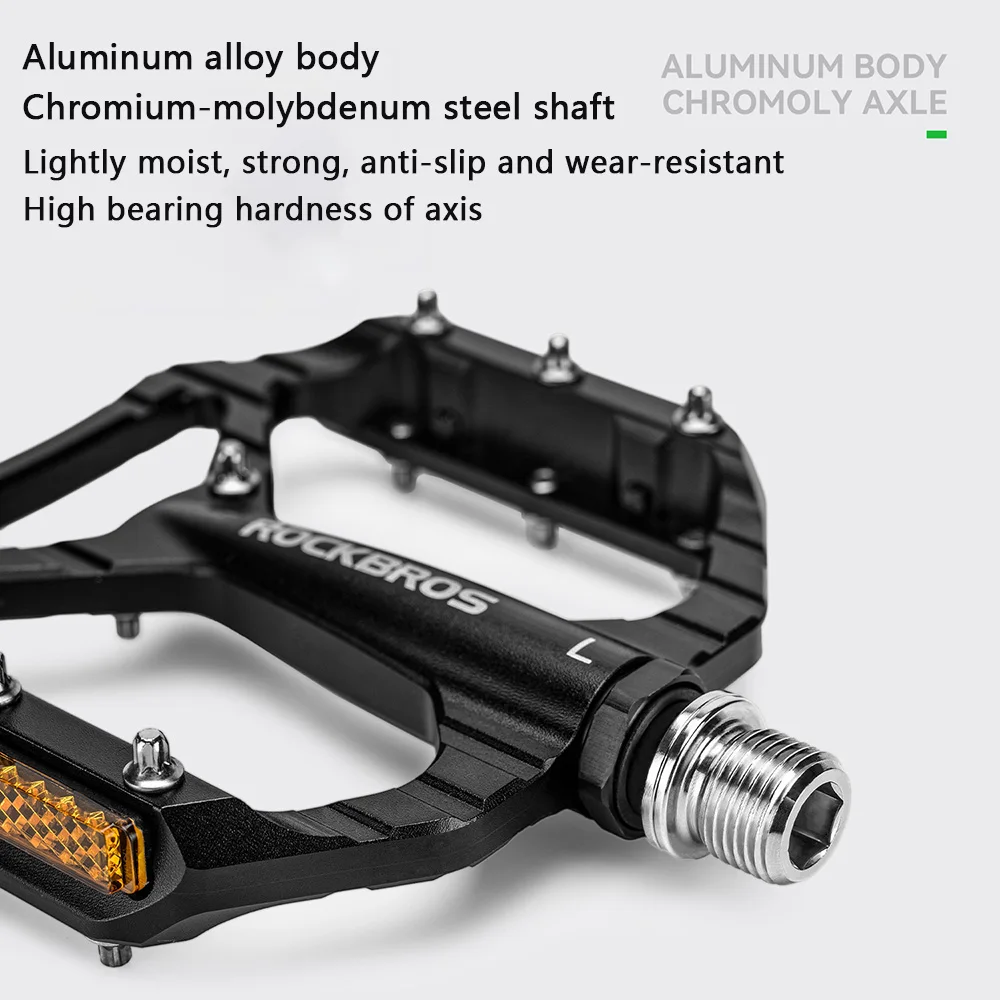 ROCKBROS Bicycle Pedals Save Effort Aluminum Alloy Anti-slip MTB Road Mountain Reflective Bearing Cycling Folding Bike Pedals