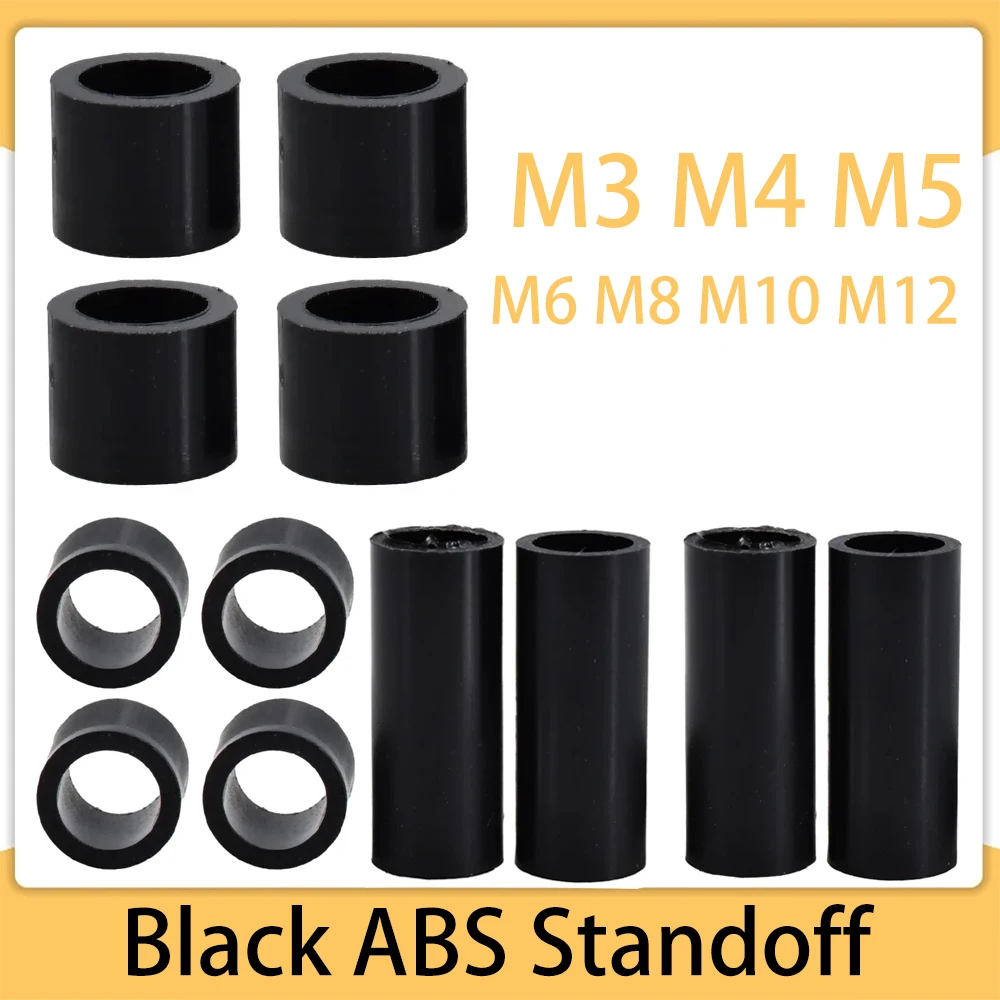 Hollow Standoff Washer Black ABS Non-Threaded Hollow Nylon Spacers Round M3 M4 M5 M6 M8 M10 PCB Support TV Install Column Pillar