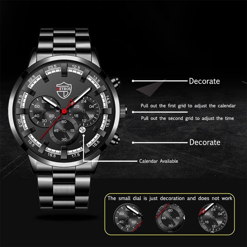 Stainless Steel Watch Men Elegant Wristwatch Quartz Business Male Watches For Men Classic Noble Clock Fashion Luminous