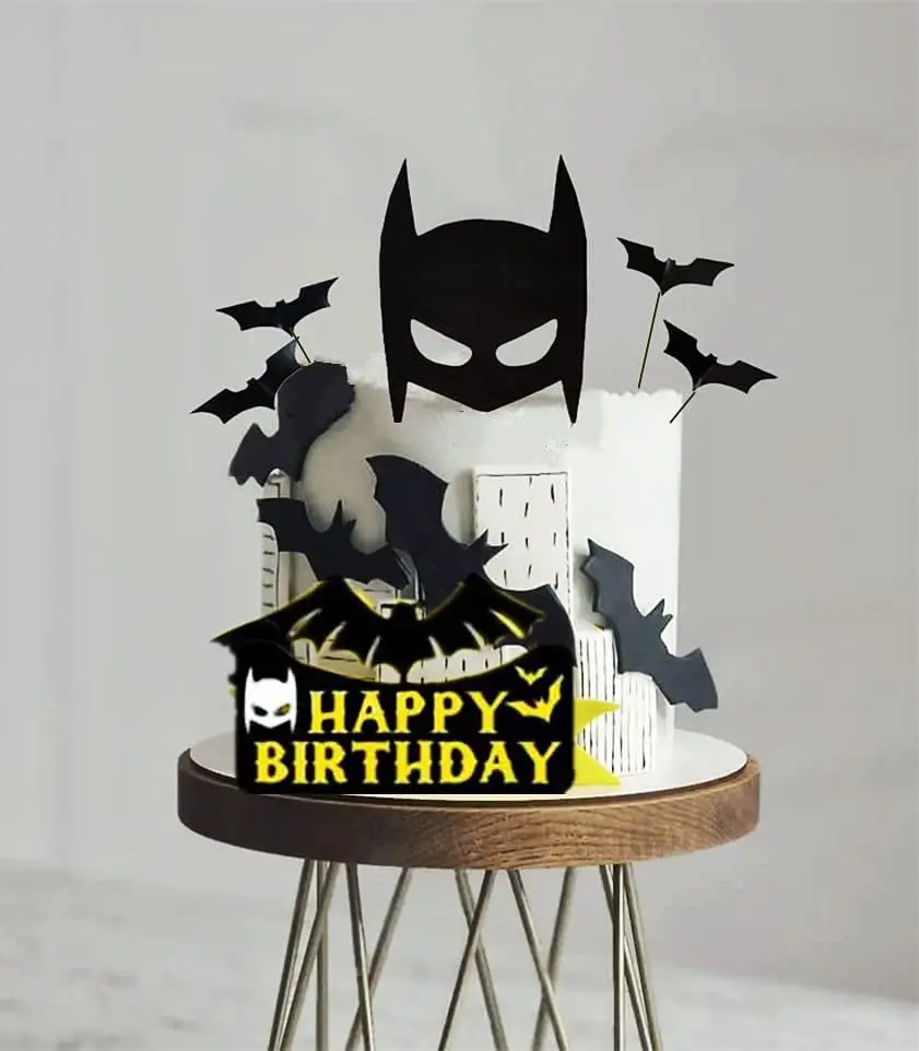 Superhero Bat Birthday Cake Topper Happy Birthday Cake Decorations for Hero Themed birthday Party Supplies Bat Birthday Decor