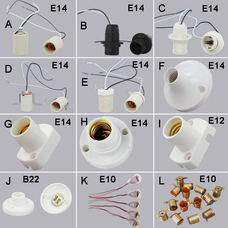 E14 E12 B22 E10 Screw Base Socket Holder For Light Lamp Bulb