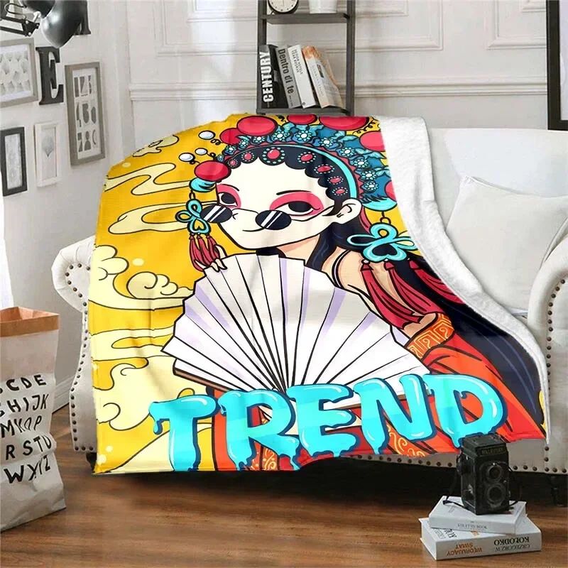 

Traditional Chinese Opera Blanket Fashion Bed Sofa Air Conditioning Fashionable Leisure PicnicTravel Napping Customizable Throw