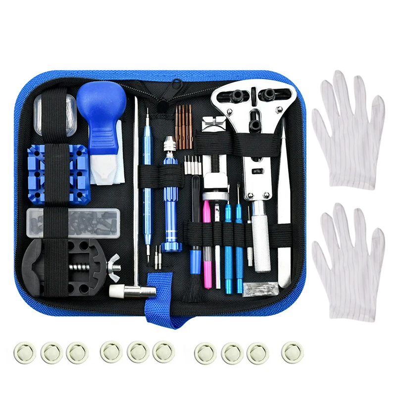 

222Pcs Watch Opener Repair Tool Kit Clock Pry Knife Screwdriver Pin Hammer Set Watchmaker Band Link Clockmaker Accessory