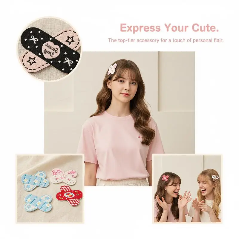 1/5Pcs Reusable Hair Bang Magic Tape Patches Kawaii Anime Band-Aid Design Hair Stickers for Girls Face Washing Makeup