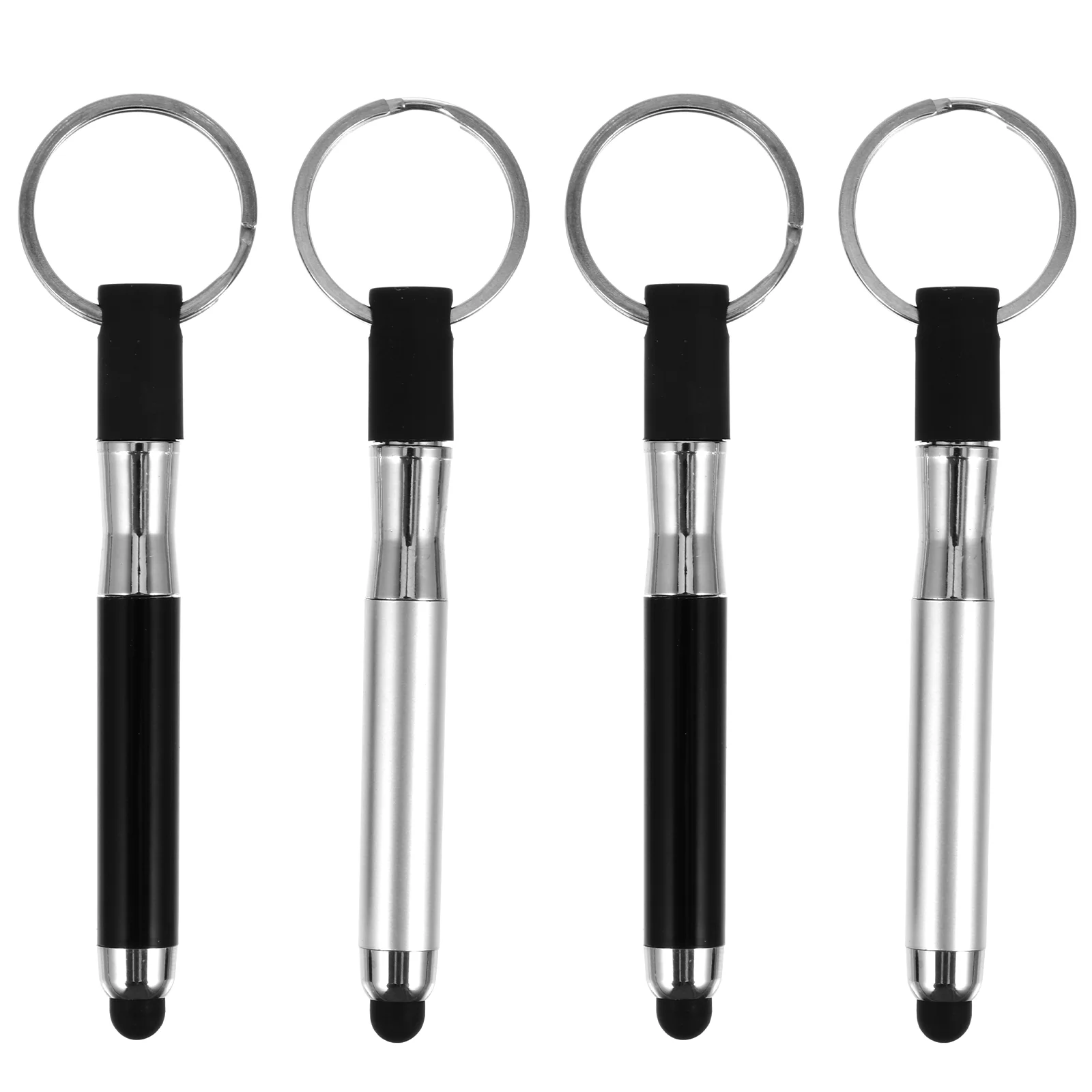 

4 Pcs Touch Screen Ballpoint Pen Smart Phone Stylus Black Keychain Pens Keychains