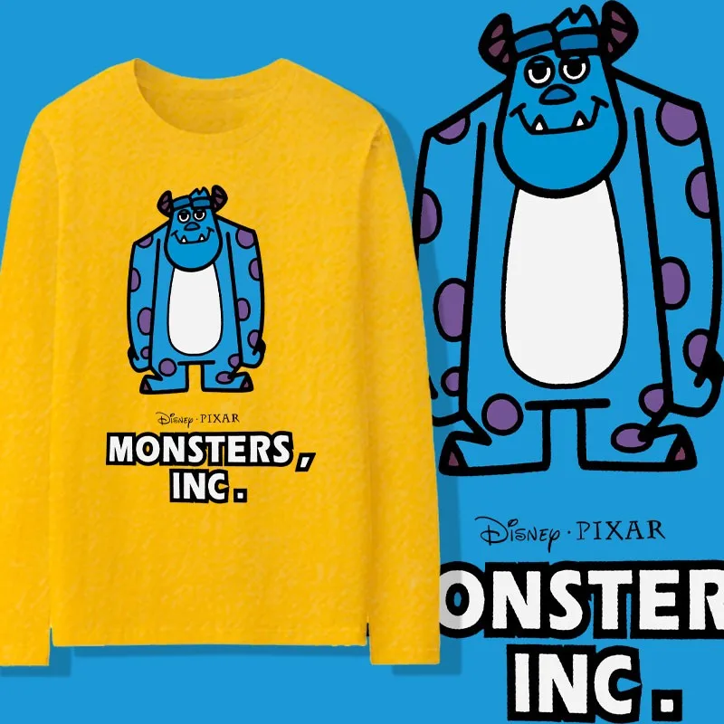 

Disney Monster University Co-branded Long Sleeve T-shirt Male Big Eyes Blue Hair Monster Cartoon Peripheral Cotton Clothes