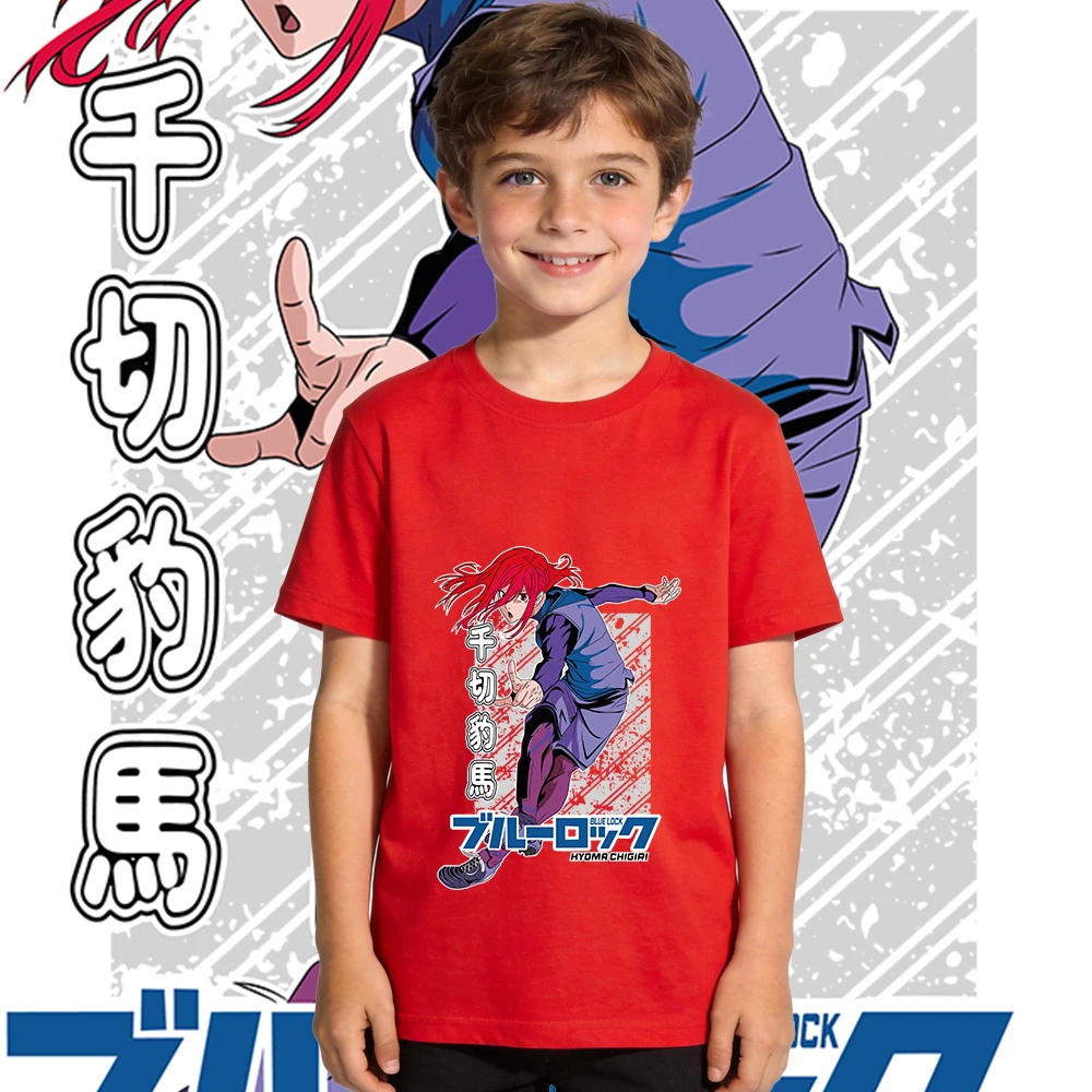 Blue Lock Hyoma Chigiri Anime Print Cotton T Shirt for Boys Girls Casual Daily Wear Soft Breathable Kids Tee