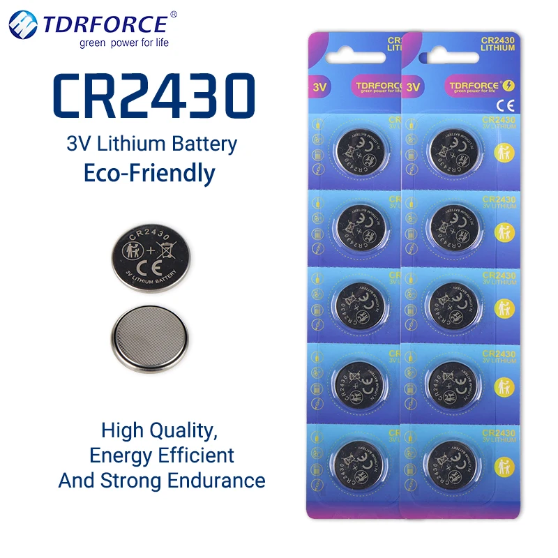 

5 PCS CR2430 Button Batteries 3V Lithium Battery Coin Cell Batteries for Smart Watch Clock Toy Remote Control Calculator