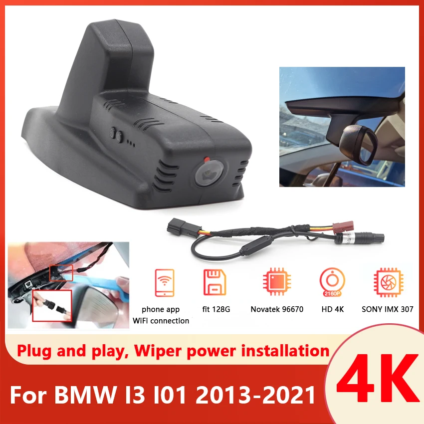 

New ! Plug and Play UHD 4K 2160P Hidden WIFI Car Dvr Dash Cam Camera For BMW I3 I01 2013 2014 2015 2016 2017 2018 2019 2020 2021