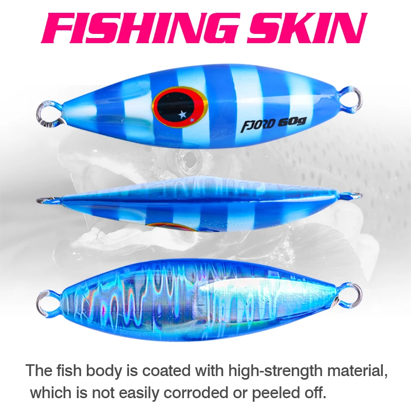FJORD 40g 60g Metal Jig Sea Fishing Lures Fake Hard Baits Glow Dark With Assistant Hook Fishing Accessories Equipment Tackle - view 4