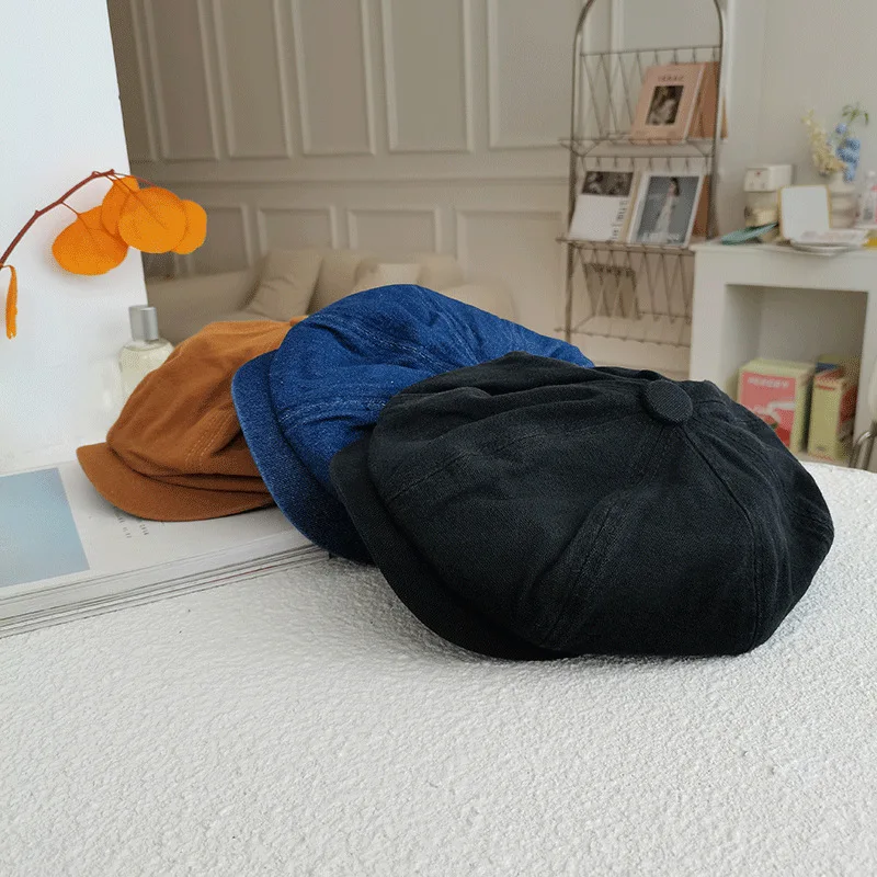 Fashion Newsboy Caps Men Women Denim Octagonal Cap British Painters Hats Spring Summer Berets Flat Caps Hip Hop Berets gorras