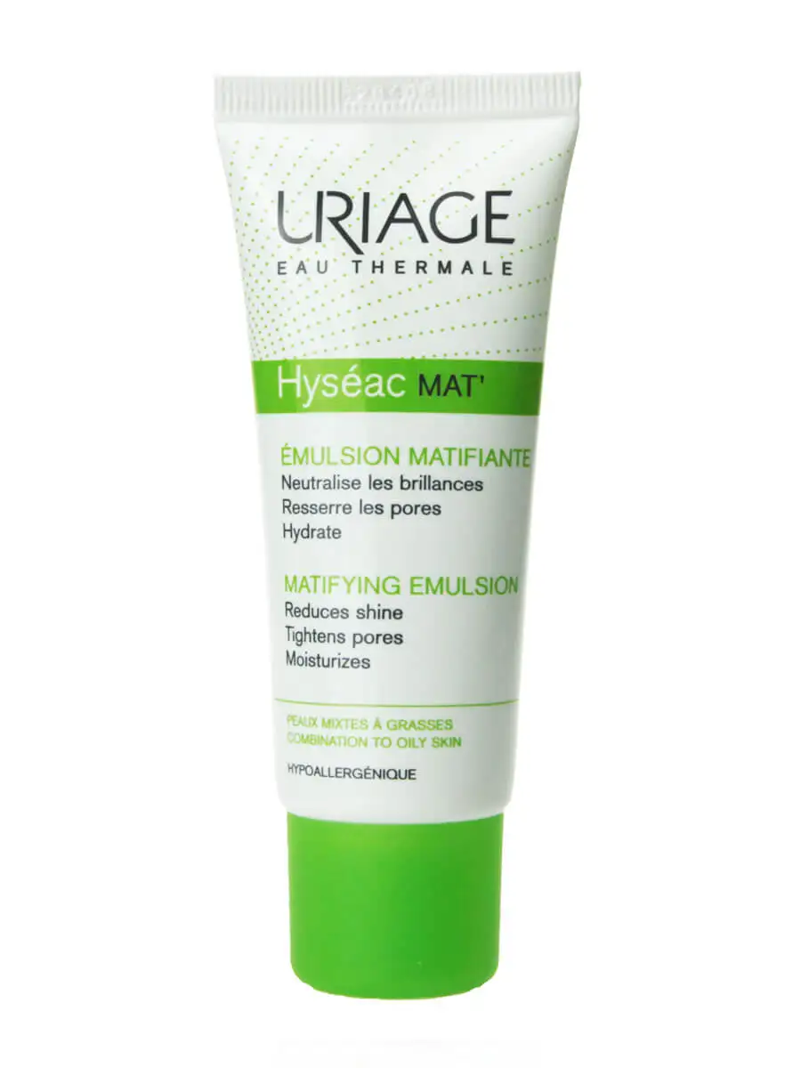 Uriage hyseac mat moisturizing emulsion 40 ml-reduces glitter and closes pores.