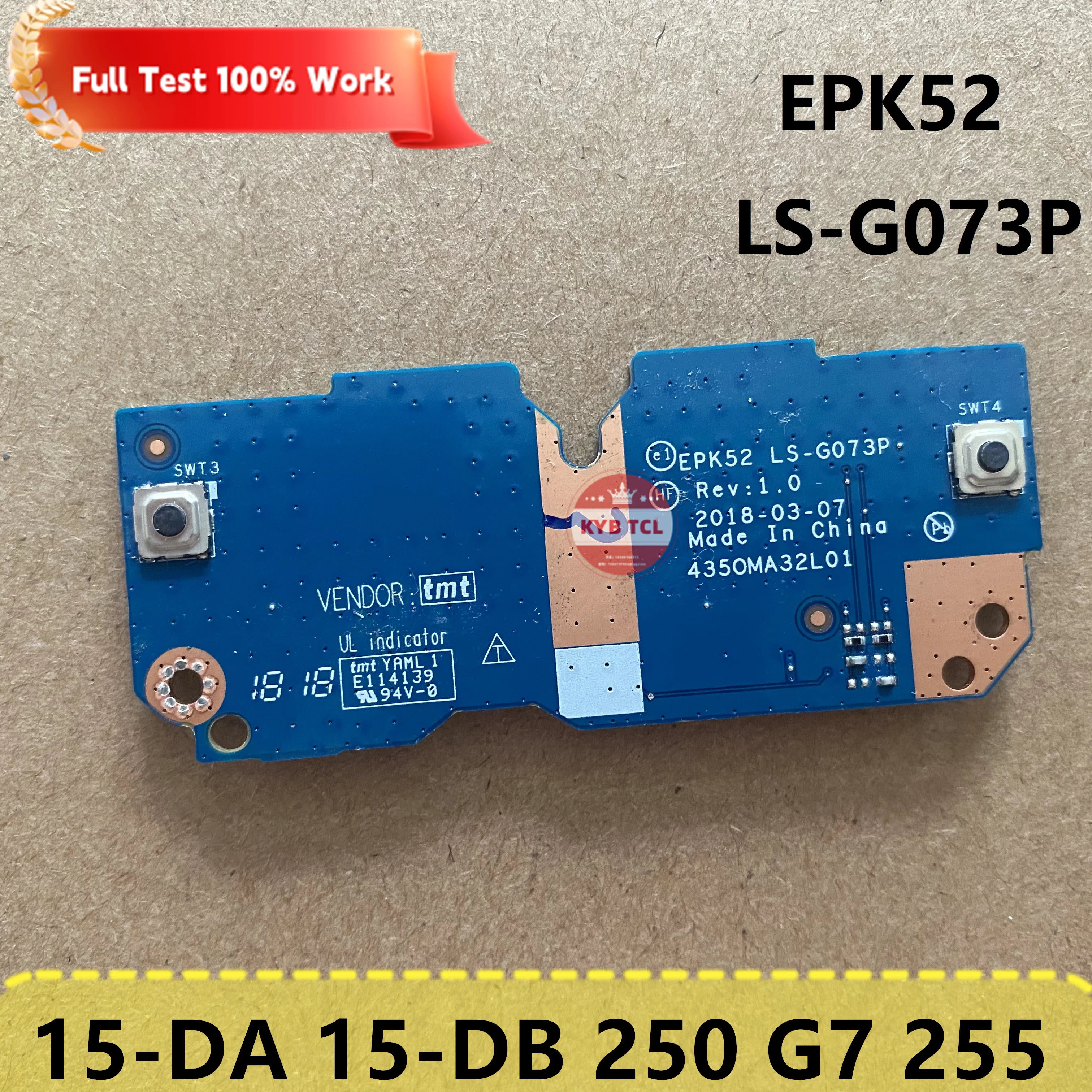 For HP 250 G7 255 15-DA 15-DA0014TX TPN-C135 15-DB 15-DB0011DX Genuine Laptop Touchpad Board Or Cable EPK52 LS-G073P NBX0002CD00