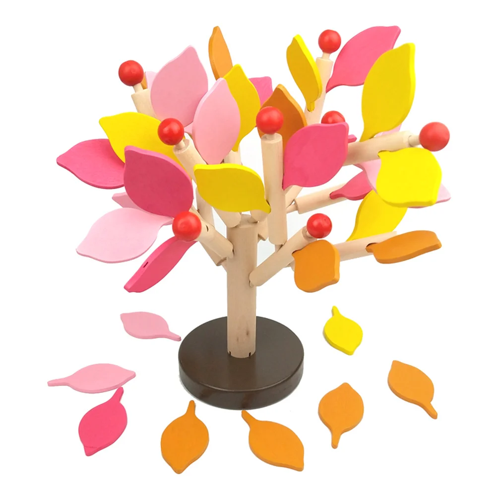 1 set 1 set albero a foglia di legno puzzle 3D fai da te per bambini educativi per il riconoscimento del colore albero di coordinazione occhio-mano