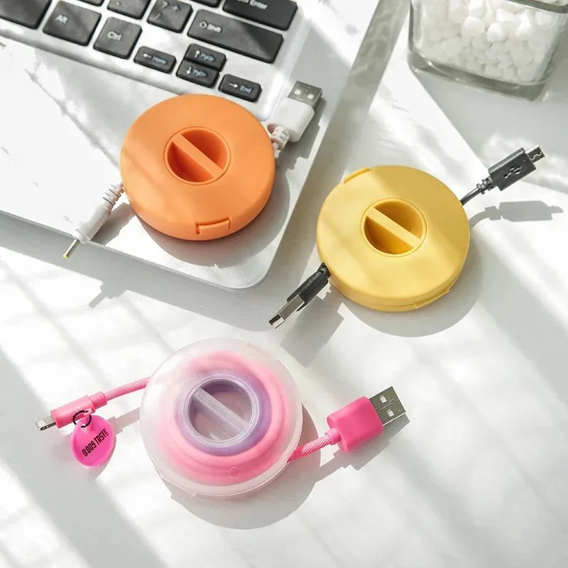 4PC round Wire Winder Box Set Portable Multifunctional Cable Storage Case USB Charger Holder Wire Management Container