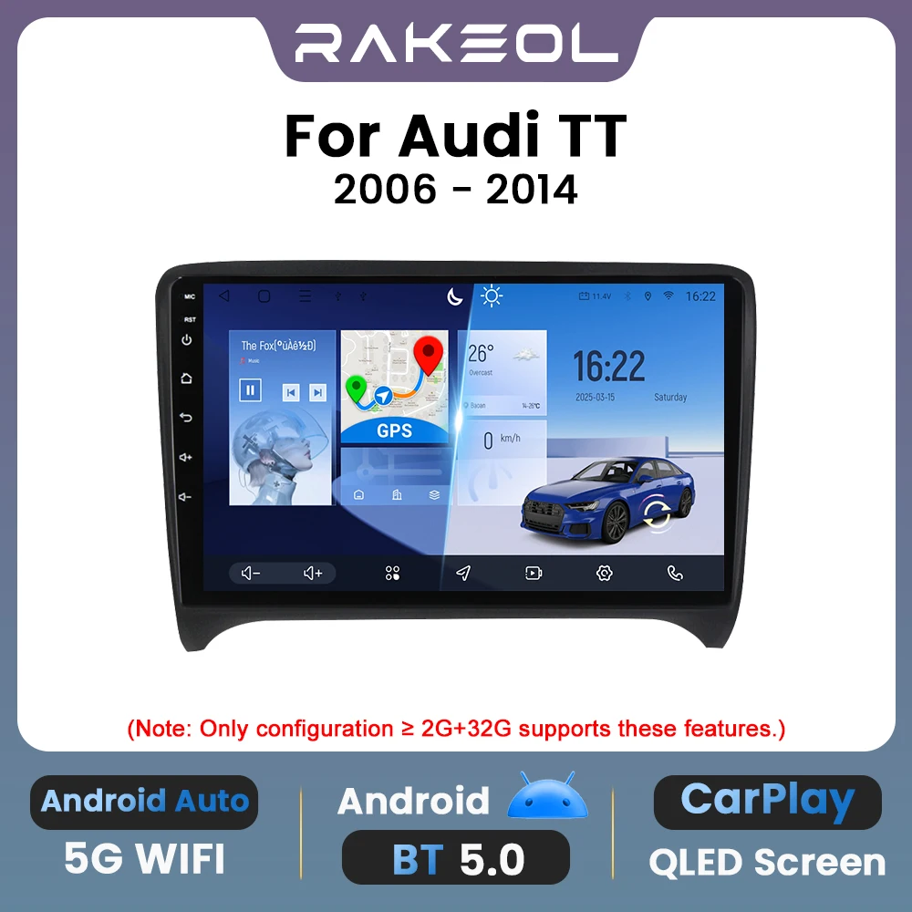 Для Audi TT MK2 8J 2006 2007 2008 2009 2010 2011 2012 2013 2014 Автомобильное радио Android Интеллектуальные системы Авто Стерео Мультимедиа Видео Плеер Навигация GPS Carplay Сенсорный Экран