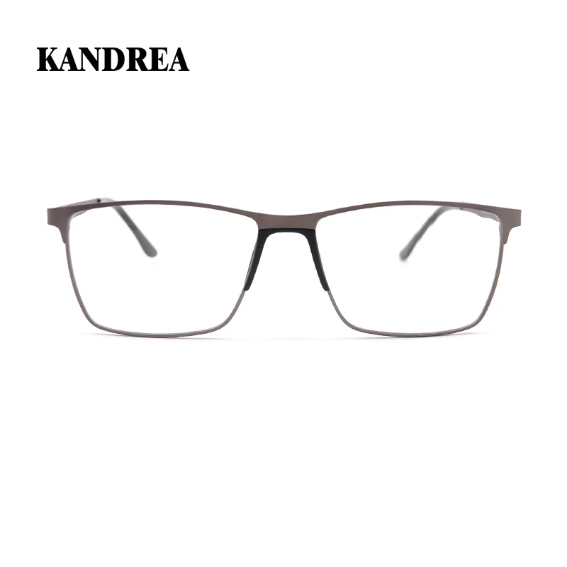 

KANDREA Square Metal Business Men Vintage Glasses Full Frame Fashion Optical Ultralight Myopia Prescription Eyeglasses P8500