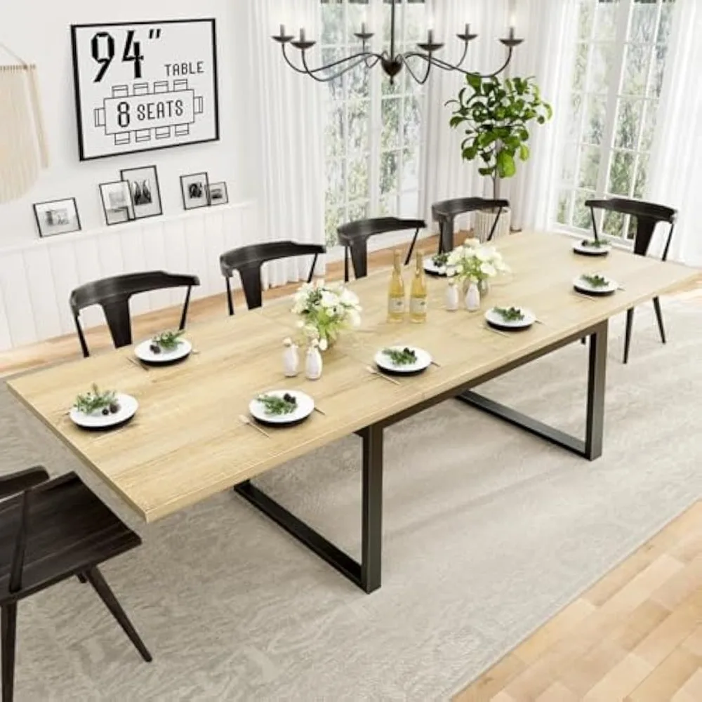 

Large Dining Table for 8 - to 10 Person 94In Long Expandable Dinning Kitchen Room Tables for 6 or 8-10 People Seater
