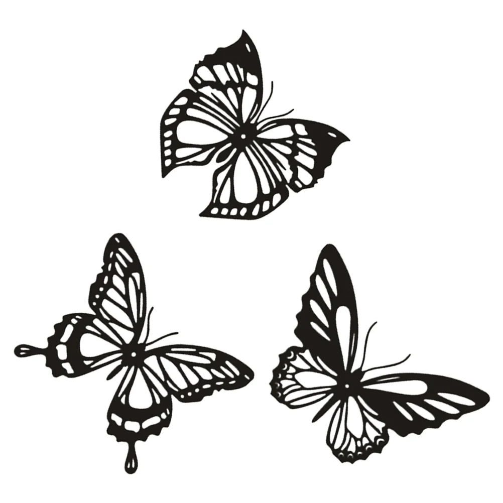 3 Pcs Hanging Wall Decor Hollow Iron Butterfly Bedroom Stickers Decals Decoration