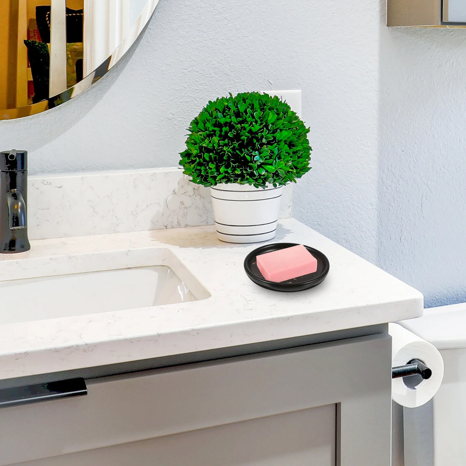 

Nordic Style Marble Print Ceramic Soap Dish for Bathroom Shower Kitchen Use Moisture Resistant Soap Tray Storage Container