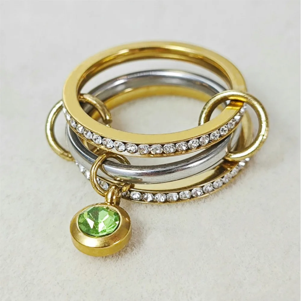Juego de anillos apilables INS Trendy con 12 colores de piedras de nacimiento, anillo minimalista con colgante de circonita cúbica y spinel para mujer, joyería de acero inoxidable.