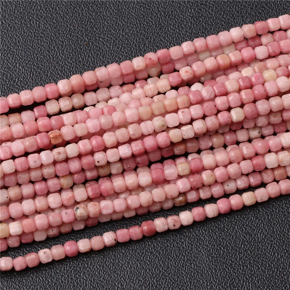 Hot Natural Faceted Stone Bead 2-3mm Small Square Quartz Garnet Glass Cube Loose Beads For Jewelry Making Needlework Accessories