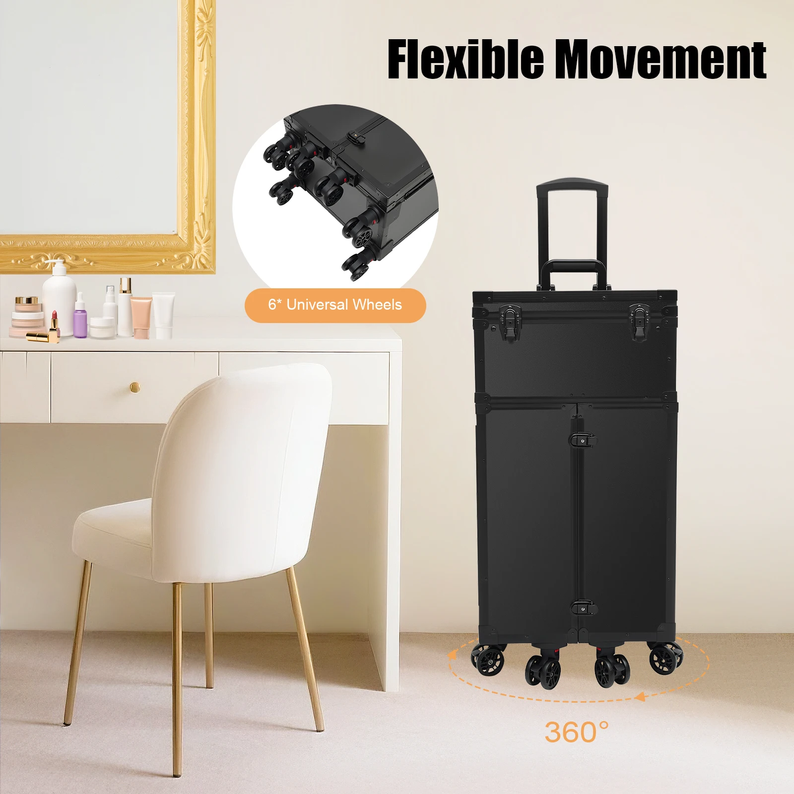 حقيبة مكياج احترافية مقاس 31.15 بوصة مكونة من 4 أدراج لفن الماكياج الاحترافي وحقيبة قطار مستحضرات التجميل ومنظم المكياج وحقيبة سفر